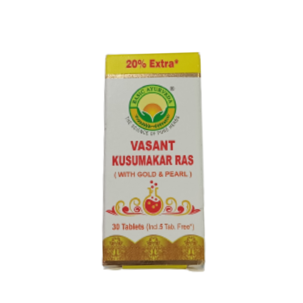 Buy Basic Ayurveda Vasant Kusumakar Ras (With Gold) Tablets from DrMediCart, Ship from India to USA