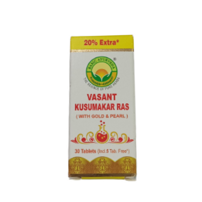 Buy Basic Ayurveda Vasant Kusumakar Ras (With Gold) Tablets from DrMediCart, Ship from India to USA