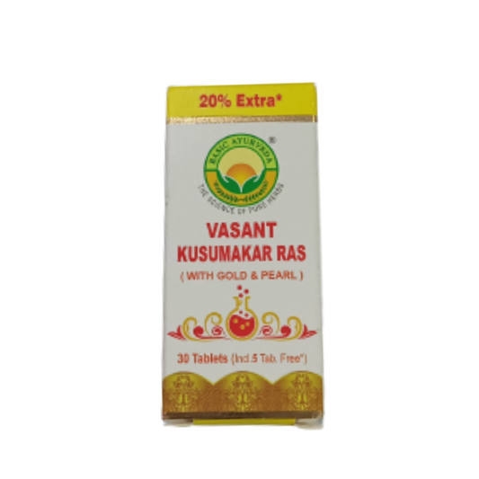 Buy Basic Ayurveda Vasant Kusumakar Ras (With Gold) Tablets from DrMediCart, Ship from India to USA