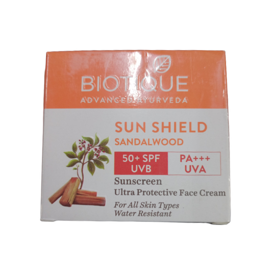 Buy Biotique Bio Sandalwood SPF 50+ UVA/UVB Sunscreen Ultra Soothing Face Cream from DrMediCart, Ship from India to USA