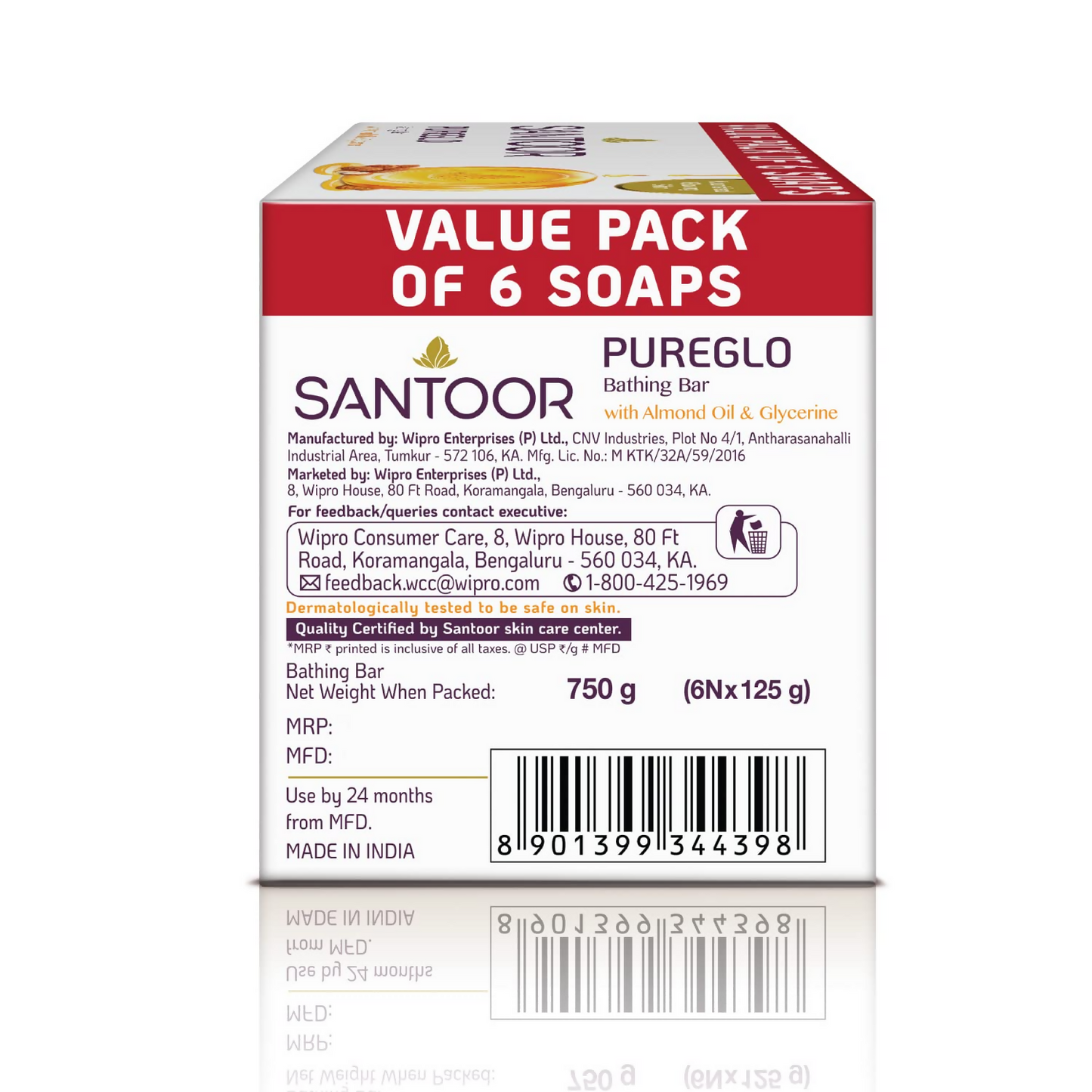 Santoor PureGlo Glycerine Soap with Almond Oil And Glycerine