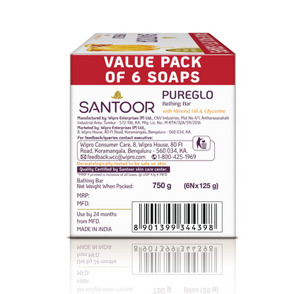 Santoor PureGlo Glycerine Soap with Almond Oil And Glycerine