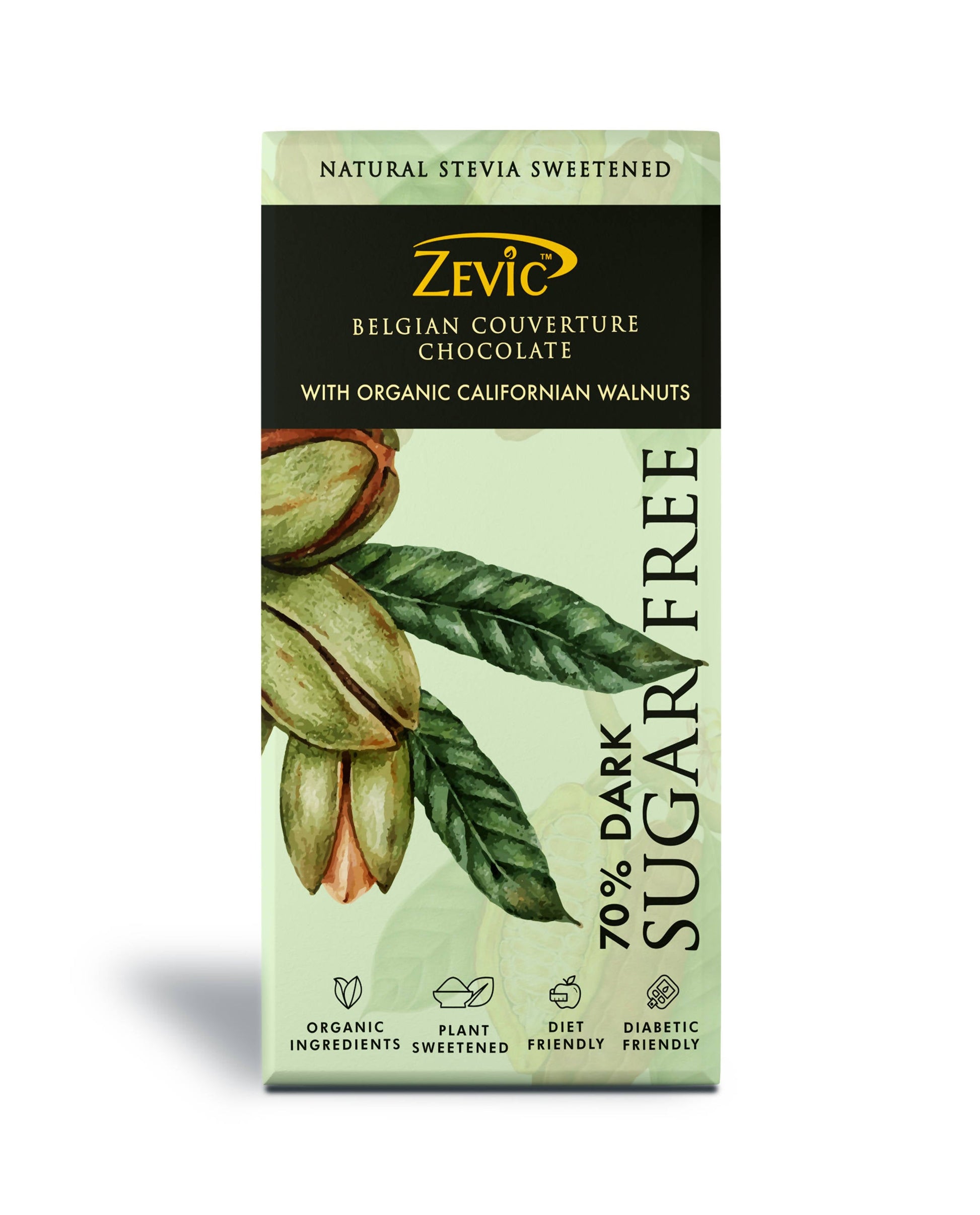 Buy Zevic 70% Dark Belgian Couverture Chocolate with Organic Californian Walnuts from DrMediCart