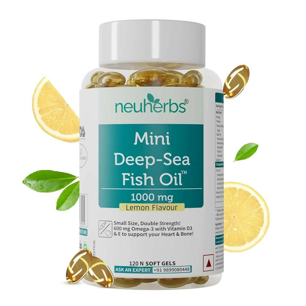 Neuherbs Mini Deep Sea Omega 3 Fish Oil 1000 mg Soft Gels - Lemon Flavor