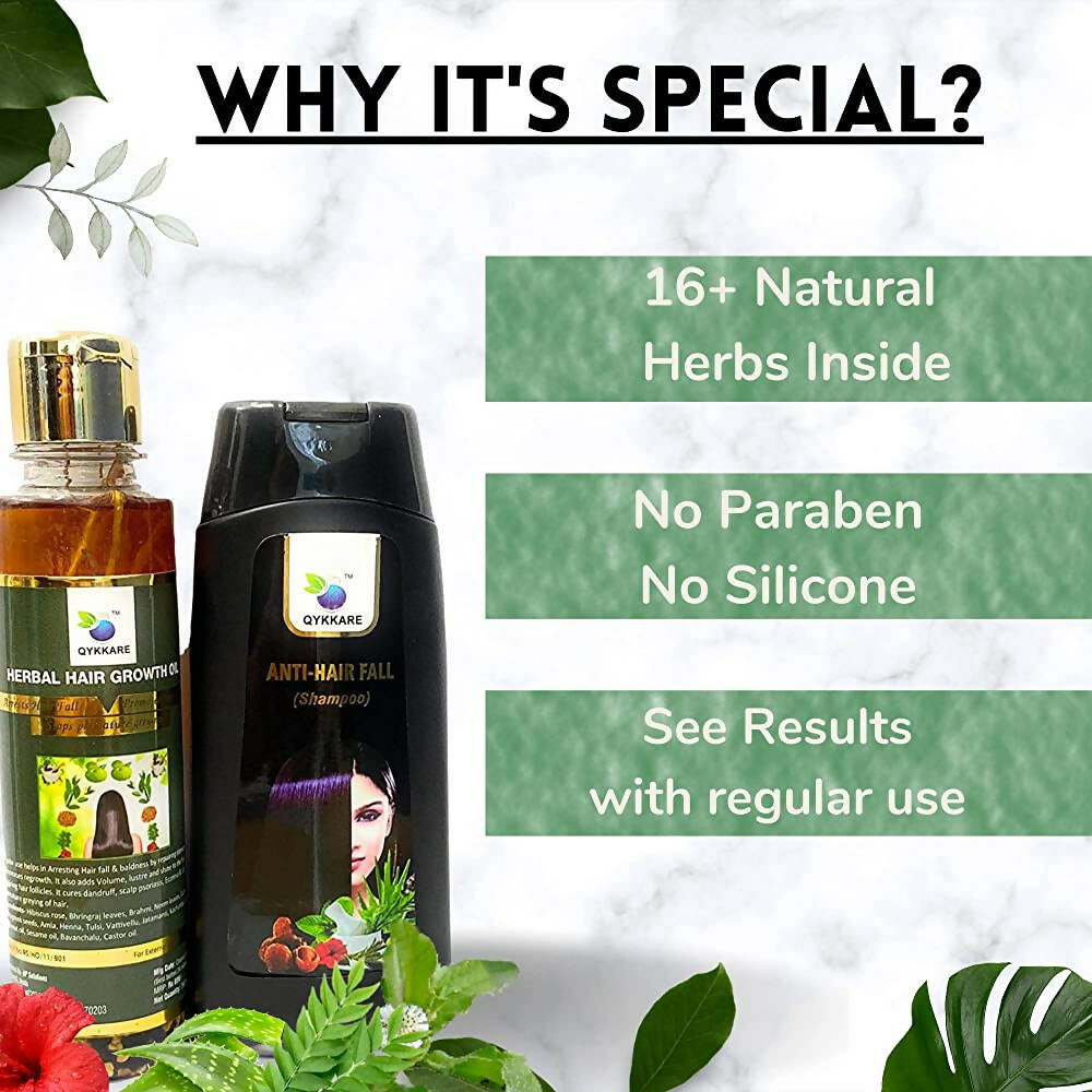 Qykkare Herbal Anti-Hairfall Shampoo & Herbal Hair Growth Oil Combo