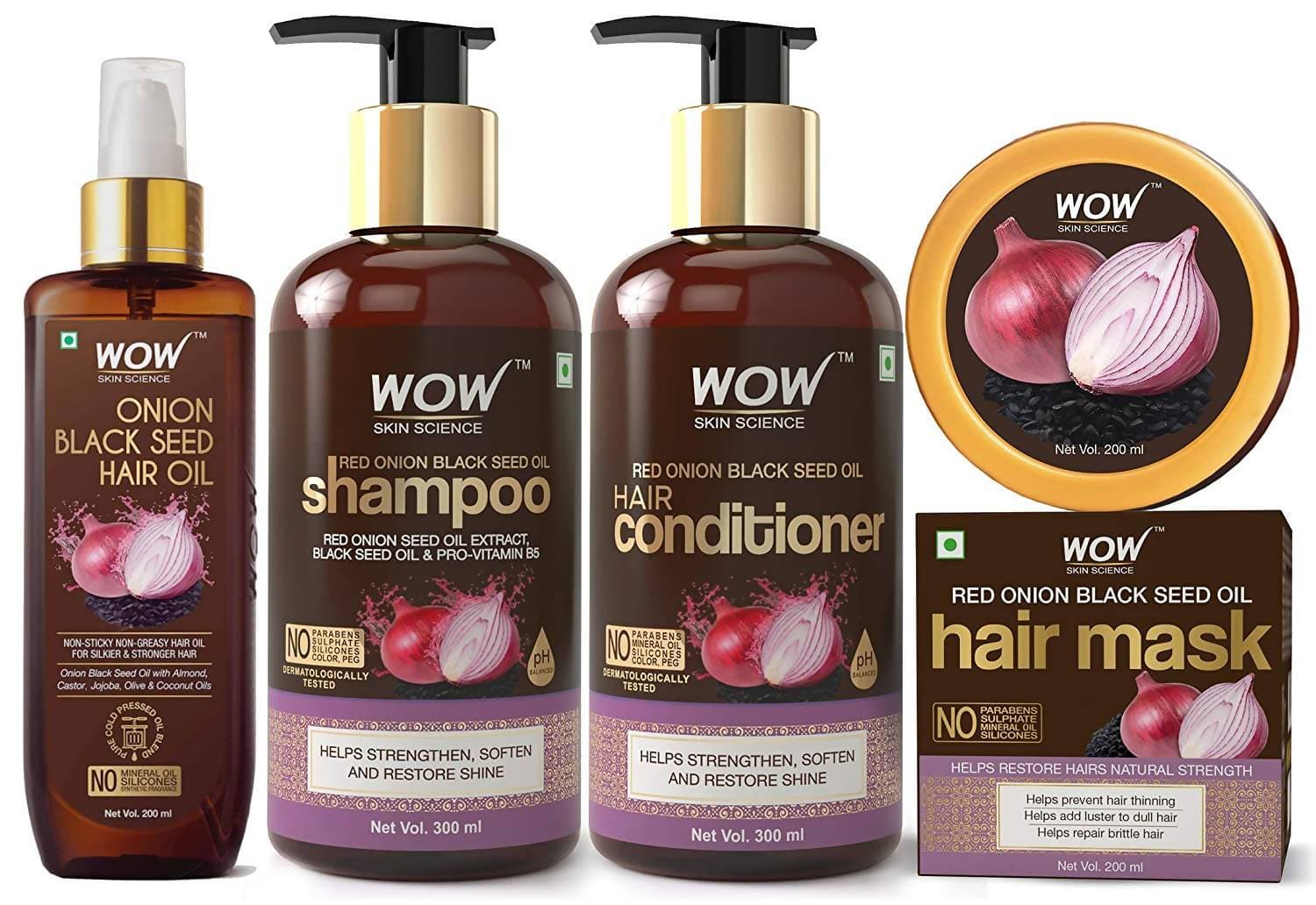 Wow Skin Science Onion Black Seed Oil Hair Care Ultimate 4 Kit - Drmedicart