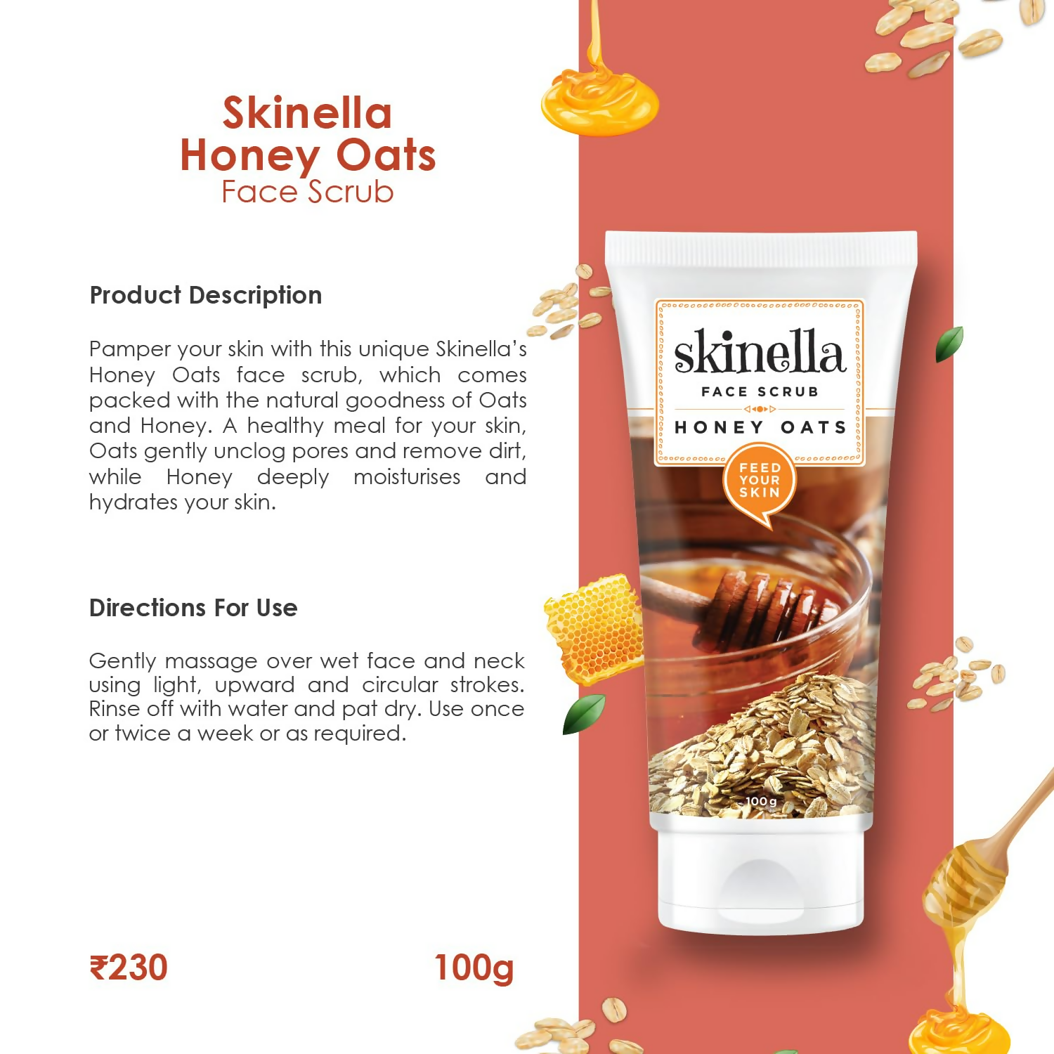Skinella Honey Oats Natural Face Scrub