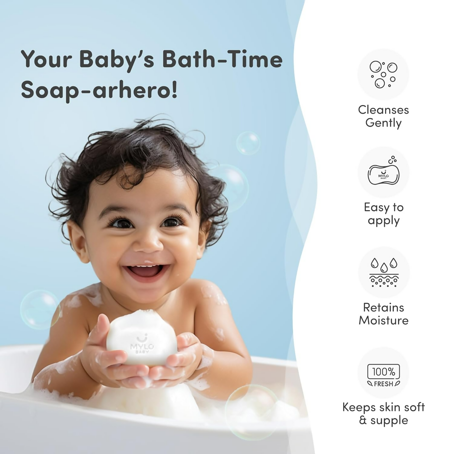 Mylo Baby Soap Cleanses Gently Retains Moisture Easy to Apply Suitable For 0-3 Years