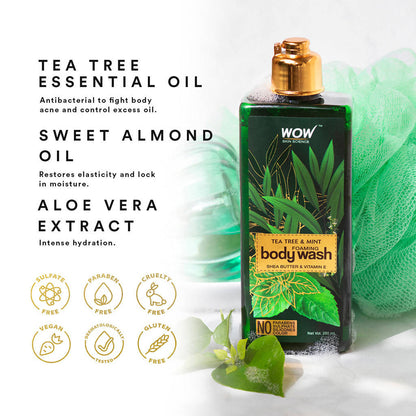 Wow Skin Science Tea Tree & Mint Foaming Body Wash - Drmedicart