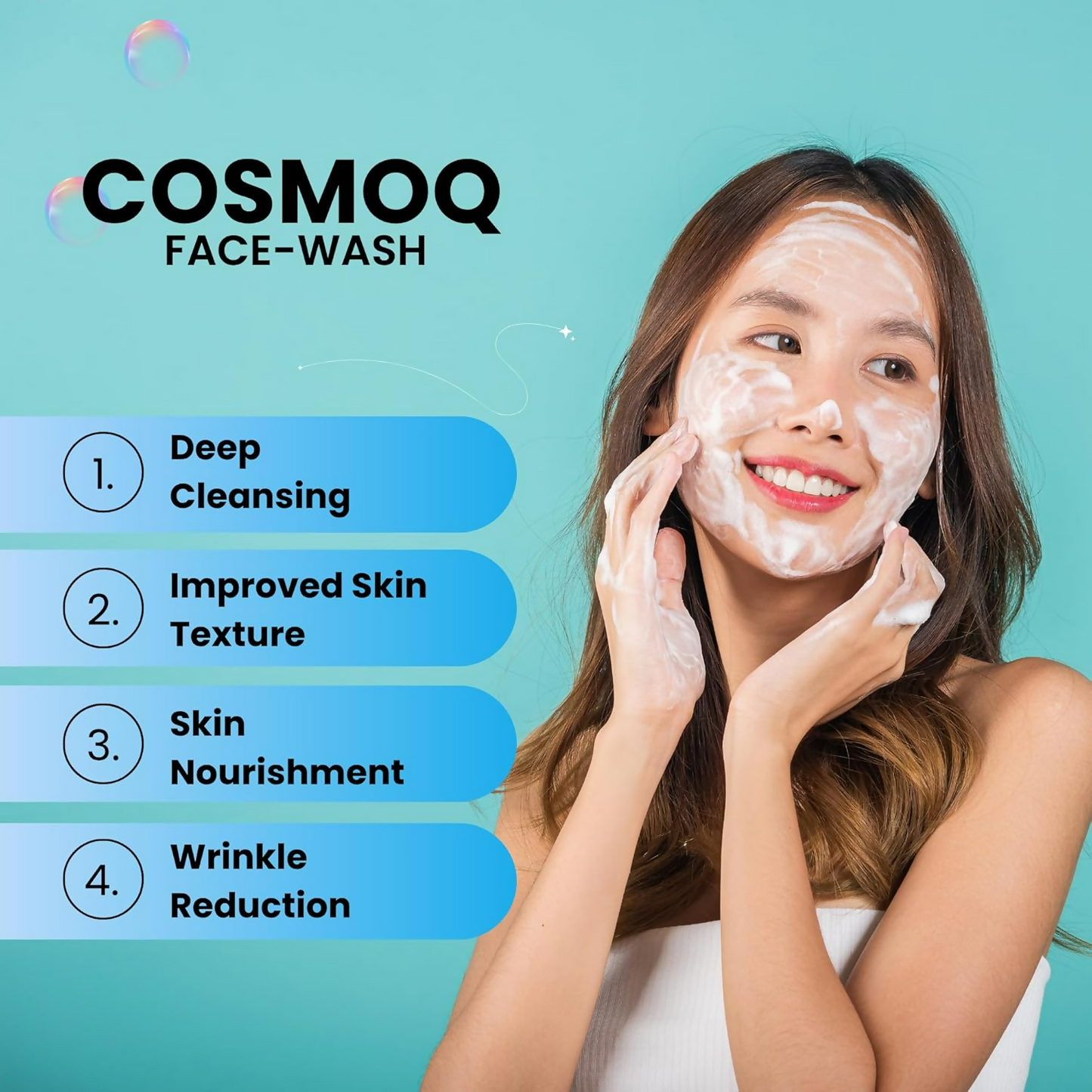 Cosmo Q Cleansing Face Wash Gel for Skin Purifying Formula with Moringa Extract