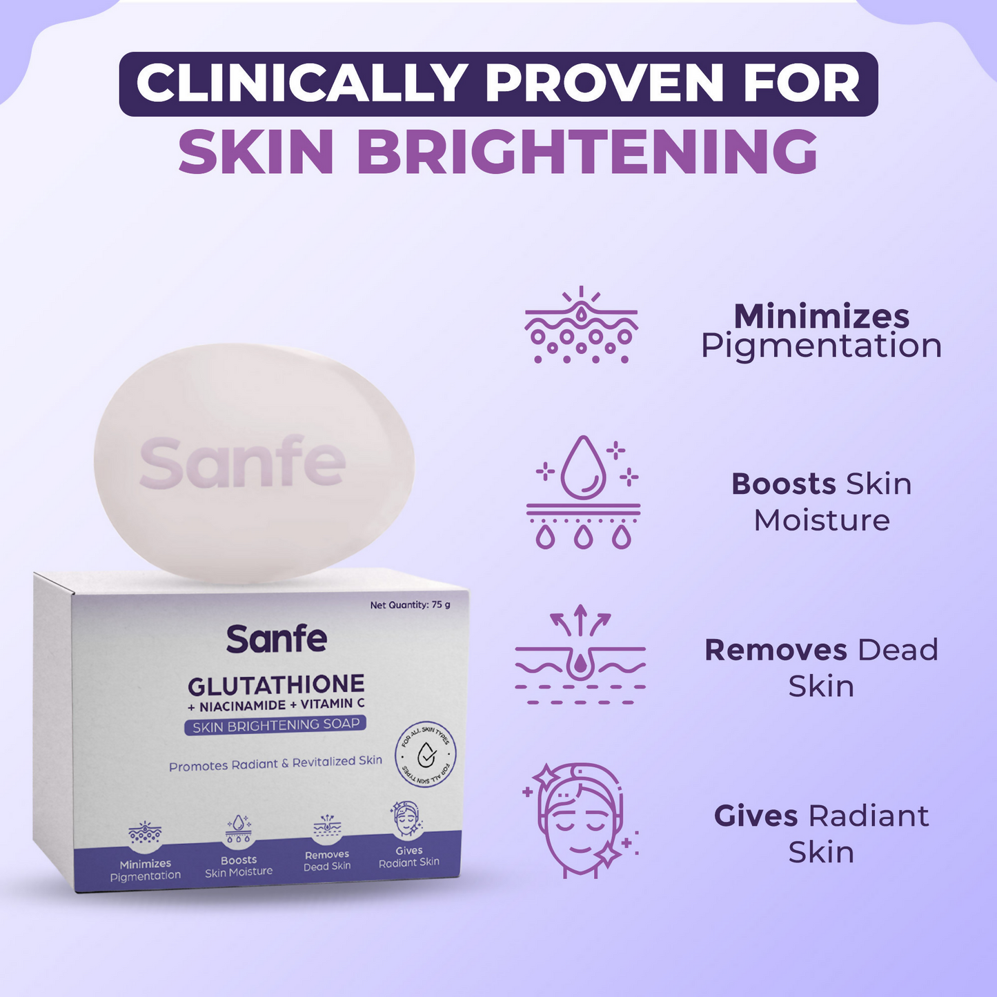 Sanfe Glutathione + Niacinamide + Vitamin C Brightening Soap