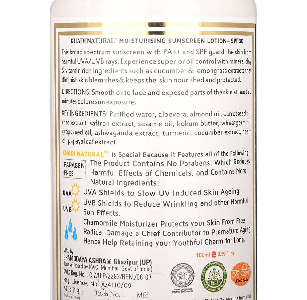 Khadi Natural Moisturising Sunscreen Lotion SPF 30