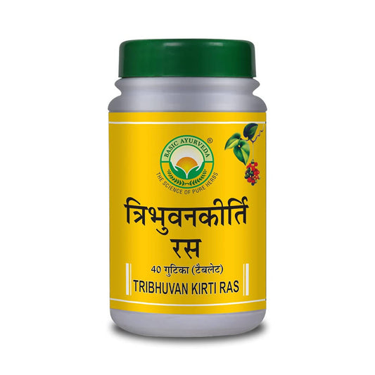 Buy Basic Ayurveda Tribhuvan Kirti Ras Tablets from DrMediCart, Ship from India to USA