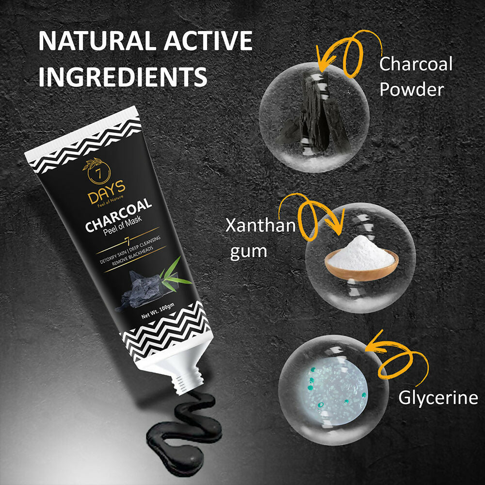 7 Days Activated Charcoal Face Mask - Peel Off - No Parabens & Mineral Oils