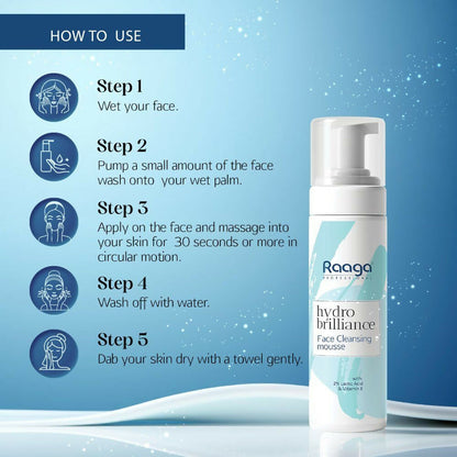 Raaga Professional Hydro Brilliance Face Cleansing Mousse With 2% Lactic Acid & Vitamin E