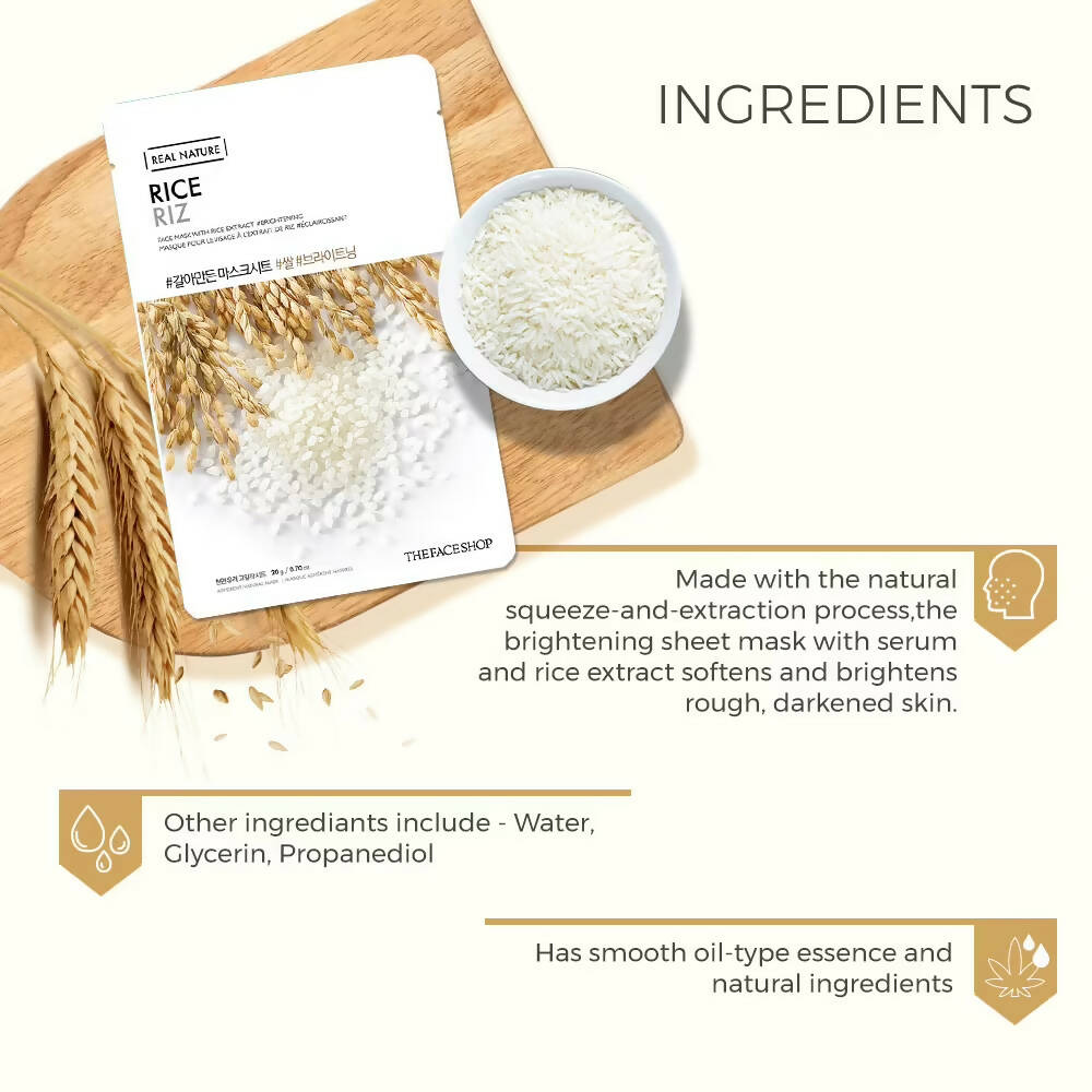 The Face Shop Real Nature Rice Face Mask - Korean Skincare