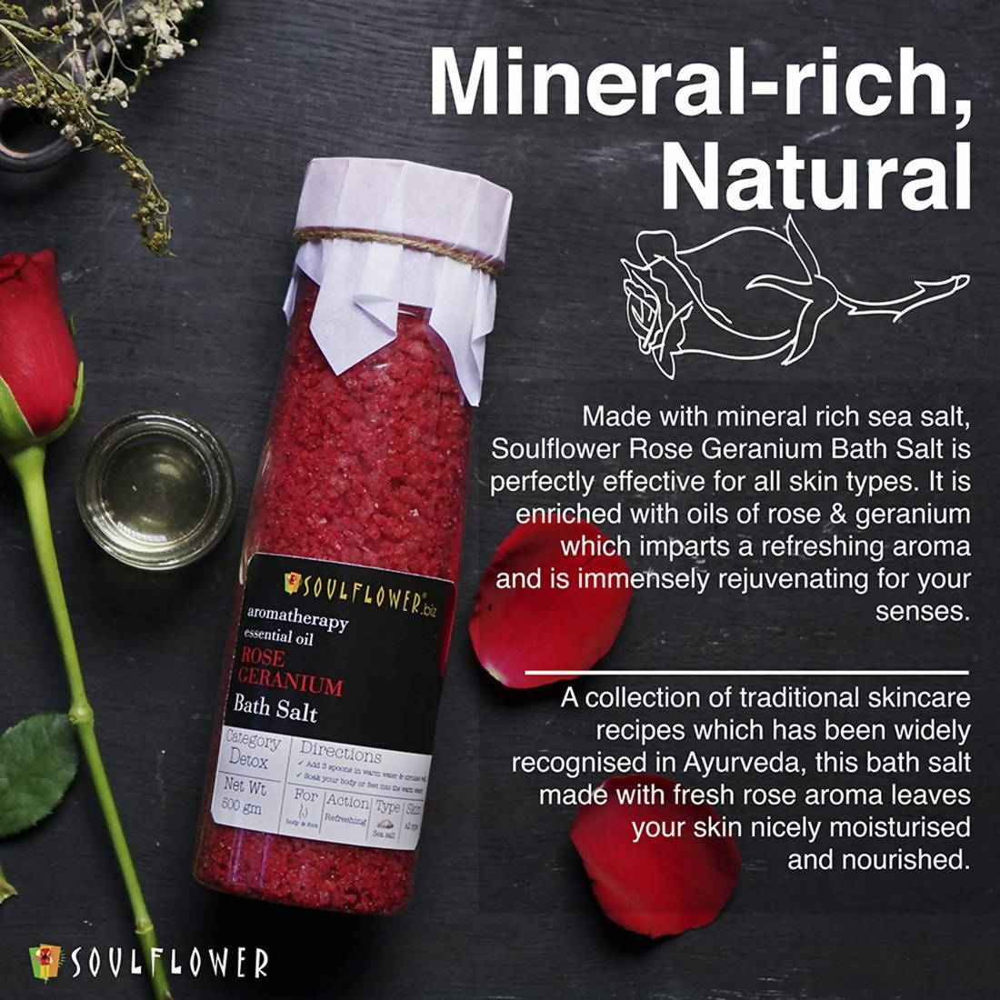 Soulflower Aromatherapy Essential Oil Ocean Blue Bath Salt Natural