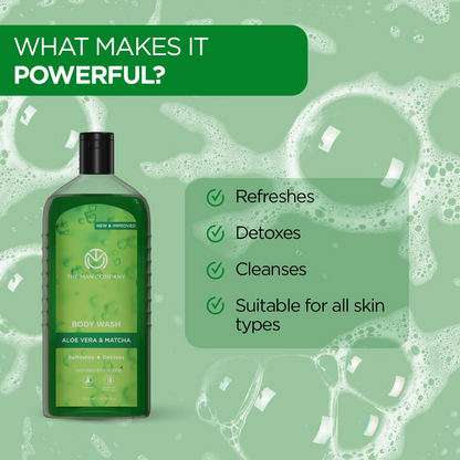 The Man Company Aloe Vera & Matcha Body Wash For Glowing & Smooth Skin Enriched With Green Tea & Moringa Leaf Extract