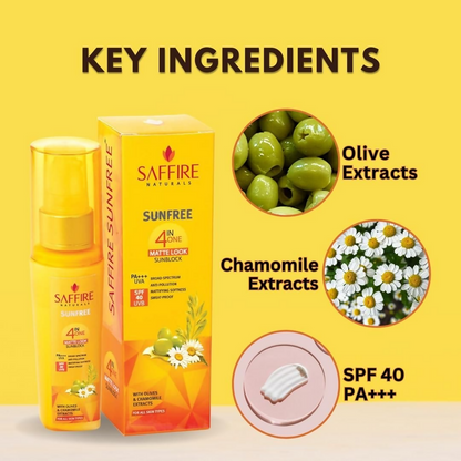 Saffire Naturals 4-In-One SunFree Matte Look SunBlock SPF 40