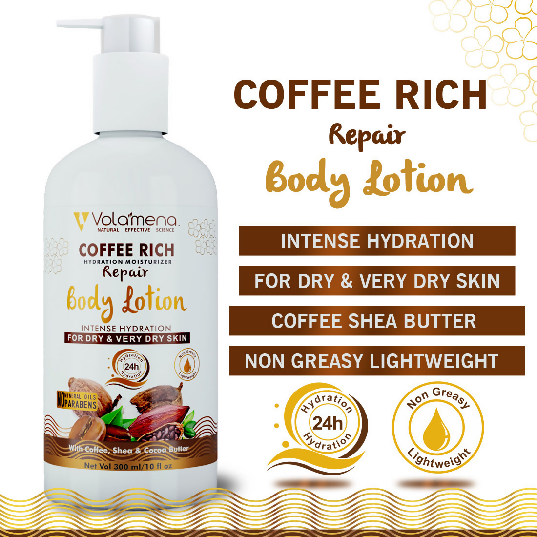Volamena Coffee Rich Hydration Moisturizer Repair Body Lotion