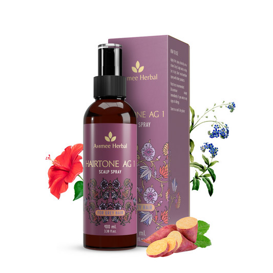 Buy Avimee Herbal Hairtone AG 1 Scalp Spray For Grey Hair With Indigo, Henna, Beet Root and Hibiscus Extracts from DrMediCart, Ship from India to USA