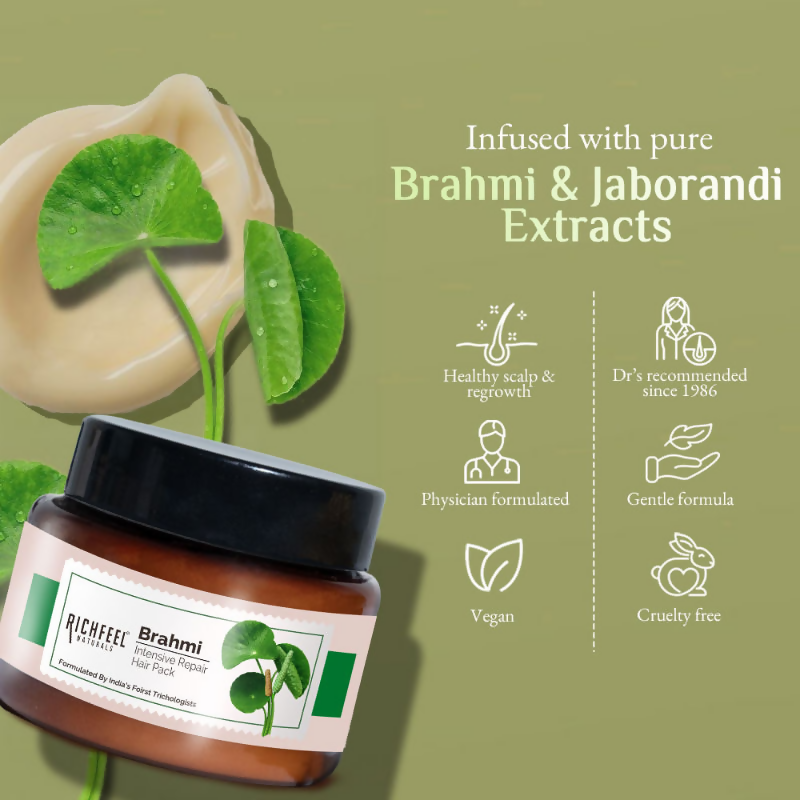 Richfeel Brahmi Hair Pack - Controls Hair Fall, Repairs Damage, Split Ends & Deeply Conditions