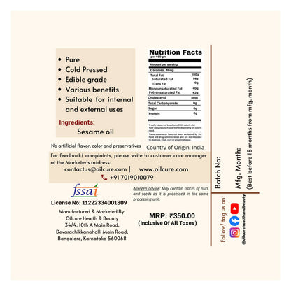 Oilcure Virgin Sesame Oil