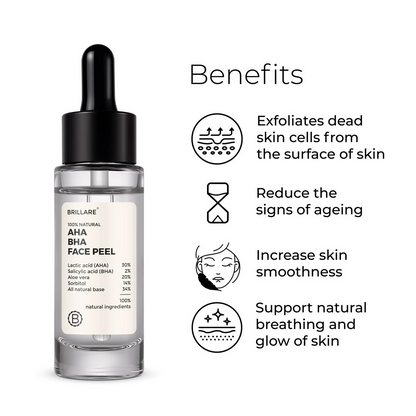 Brillare 30% AHA + 2% BHA Face Peeling Solution Glowing Smooth Blemish-Free Skin