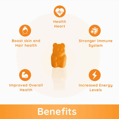 Purna Gummies Vitamin C Orange Gummies with Vitamin D3, and Zinc for Immunity & Clear Skin