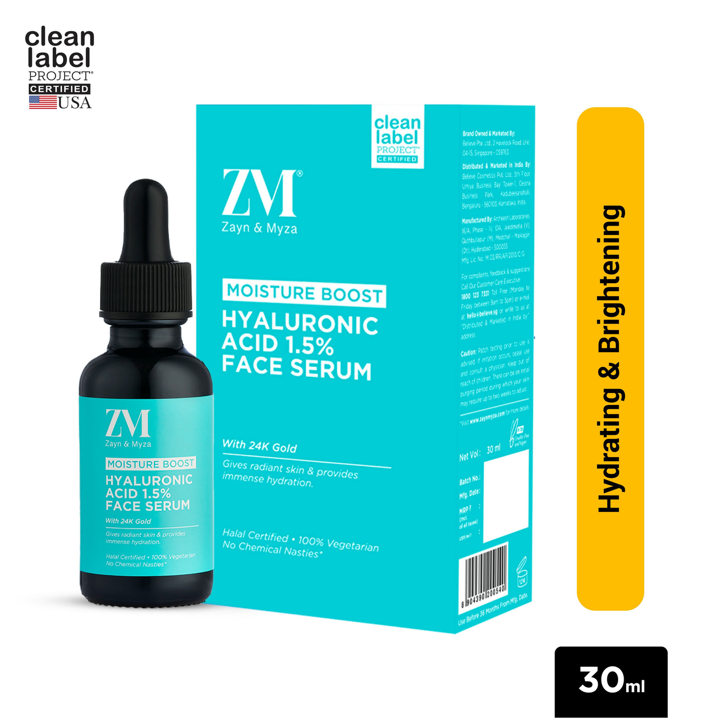 Zayn & Myza Hyaluronic Acid 1.5% & 24K Gold Face Serum