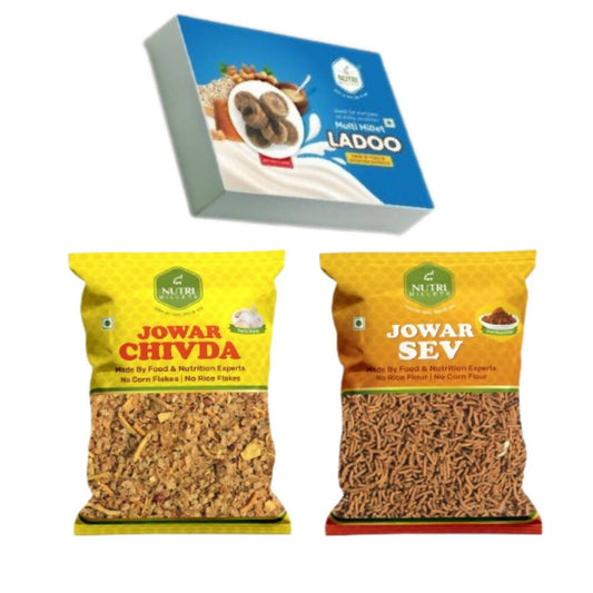 Buy NutriMillets - Multi Millets Laddu + Red Masala Sev + Garlic Chivda Combo from DrMediCart, Ship from India to USA