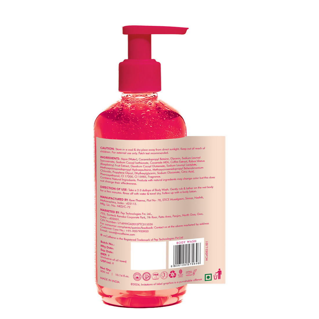 mcaffeine Brightening Raspberry Rush Body Wash For Brighter Glowing Skin