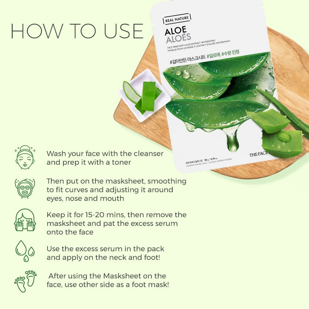 The Face Shop Real Nature Aloe Face Mask - Korean Skincare