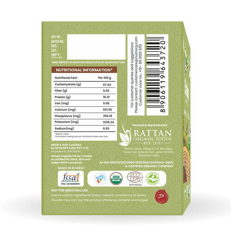 Nutriorg Certified Organic Stevia Powder