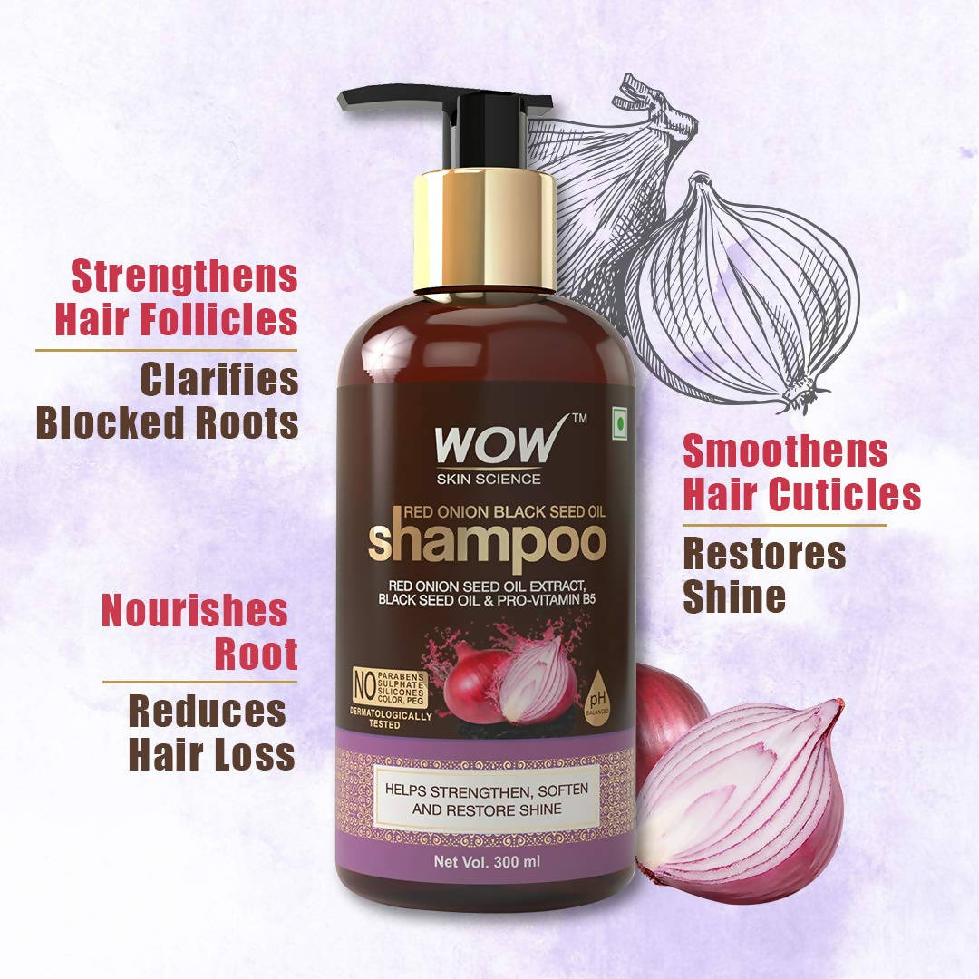 Wow Skin Science Red Onion Black Seed Oil Shampoo - Drmedicart