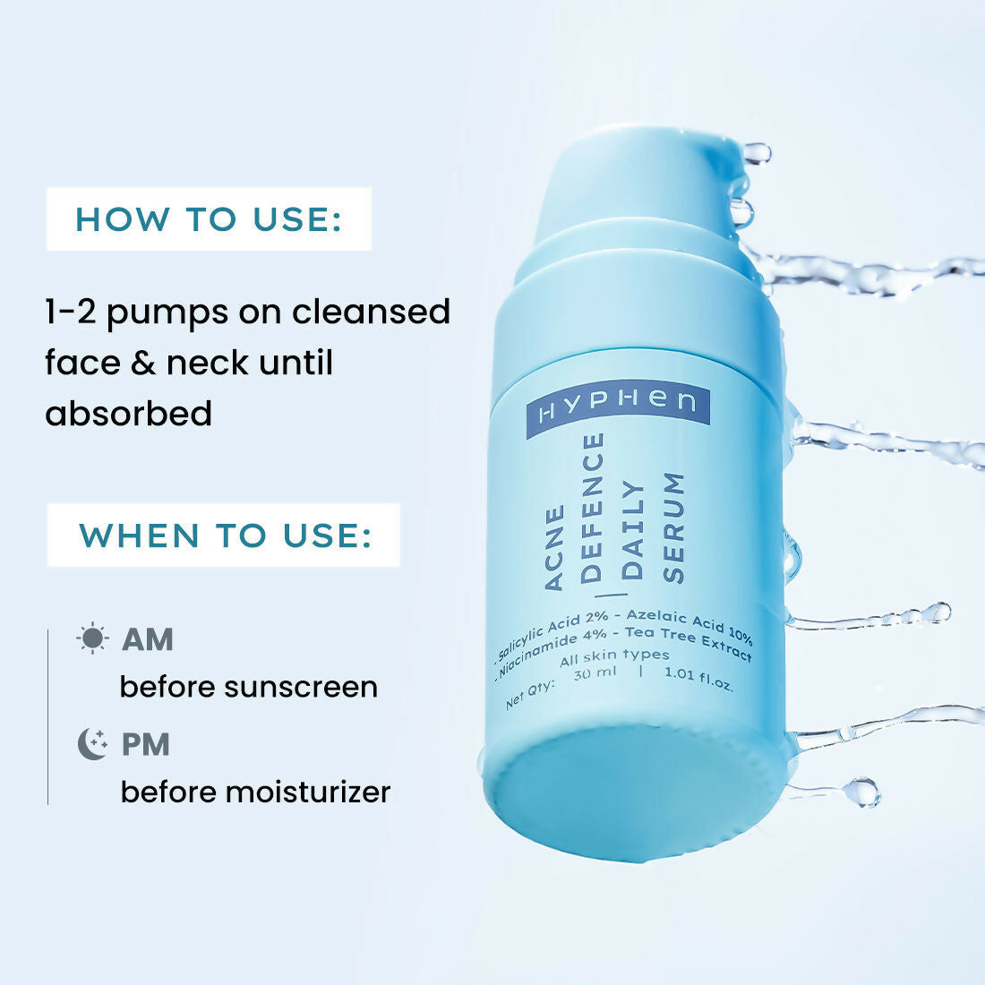 Hyphen By Kriti Sanon Acne Defence Daily Serum With 2% Salicylic Acid For Active Acne & Breakouts