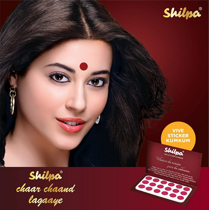 Shilpa Vive Sticker Kumkum 3, Deep Red (Box Contains 15 pcs)