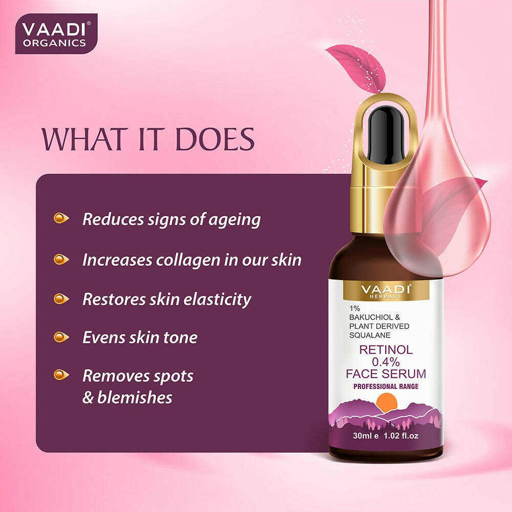 Vaadi Herbals Retinol 0.4% Face Serum With 1% Baluchiol & Plant Derived Squalane - Drmedicart
