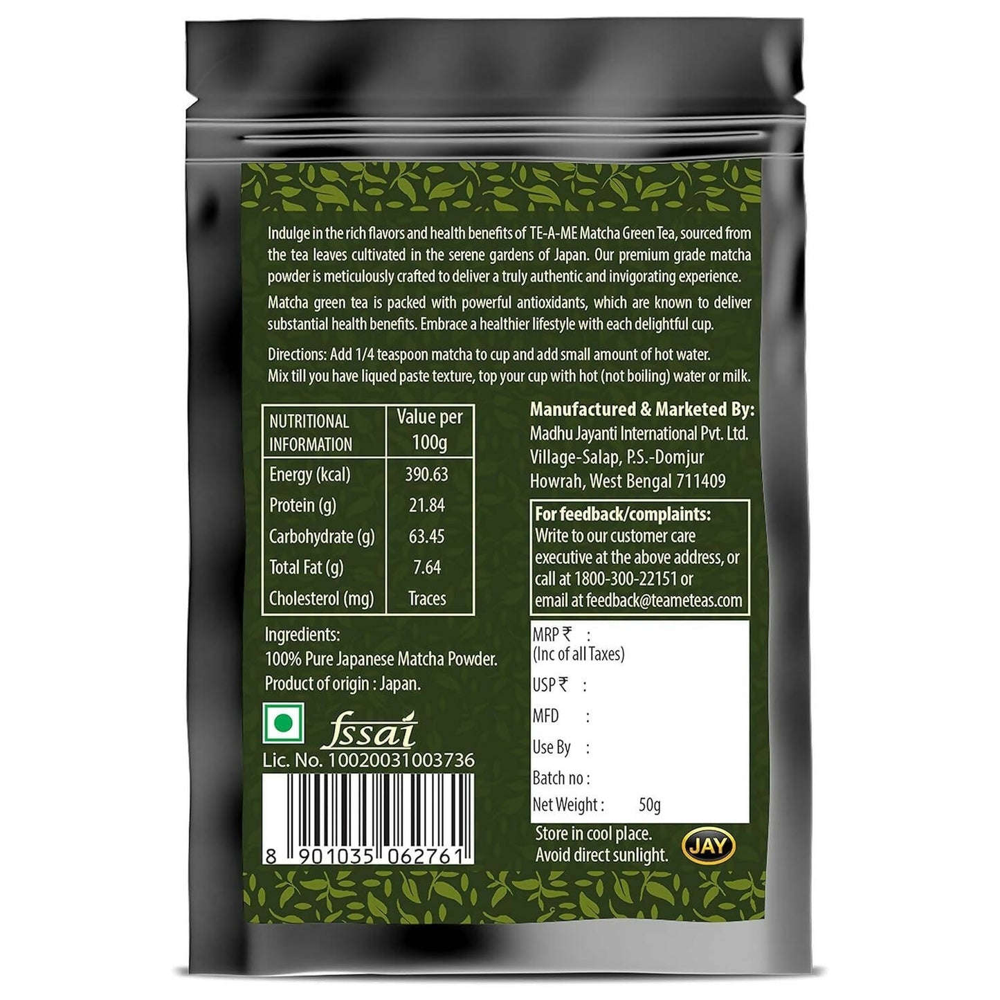 TE-A-ME Japanese Matcha Green Tea Powder