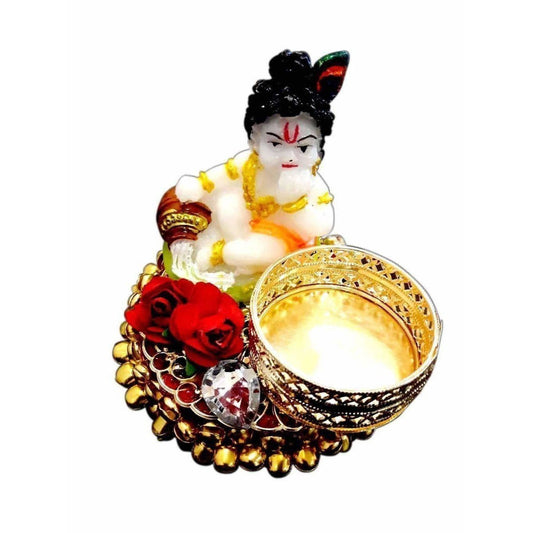 Buy Little Krishna Candle with Gold Beads Kumkum Holder