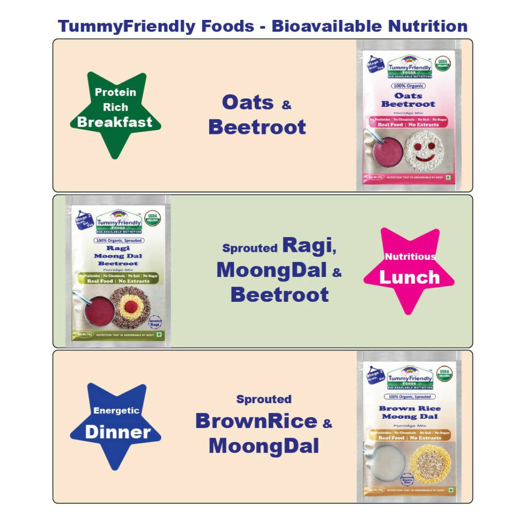 TummyFriendly Foods Stage1, Stage2 Porridge Mixes - Trial Packs Combo - Drmedicart