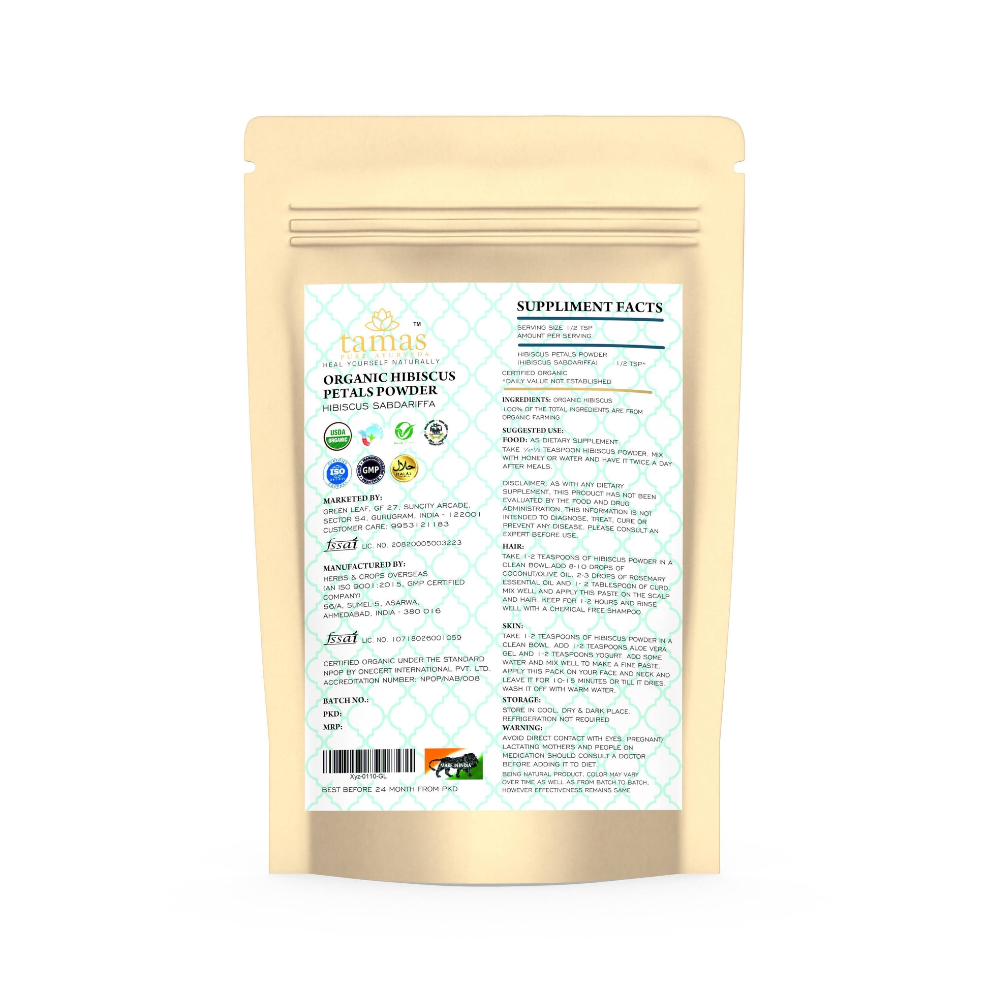 Buy Tamas Pure Ayurveda Superfood Organic Hibiscus Powder from DrMediCart, Ship from India to USA