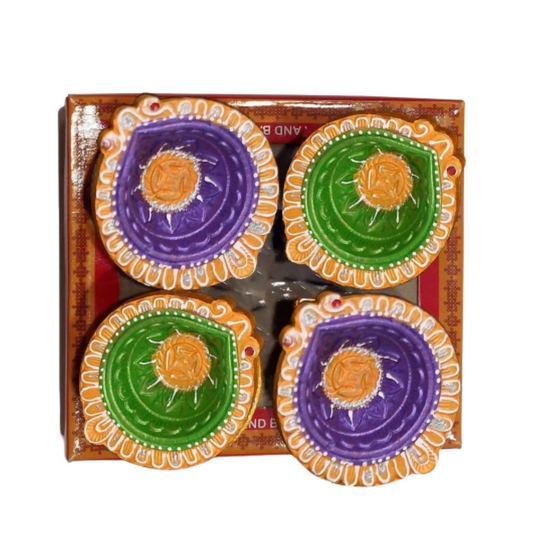 Buy Collectible India Clay Diyas Diya Deepak Colorful Set Earthen Diwali Decoration Puja - Handpainted Diya For Handmade