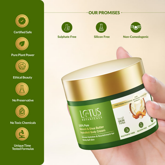 Lotus Botanicals 100% Pure Almond & Shea Butter HydraMelt Body Cream