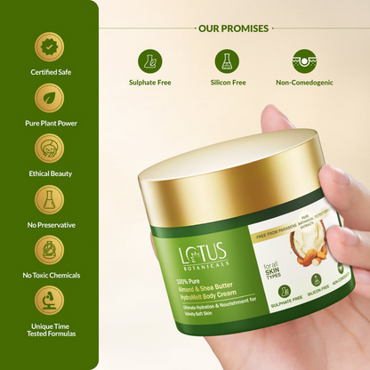 Lotus Botanicals 100% Pure Almond & Shea Butter HydraMelt Body Cream