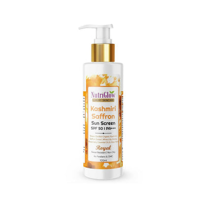 Buy NutriGlow Luxury Skincare Kashmiri Saffron Sunscreen Serum 50 PA+++ from DrMediCart, Ship from India to USA