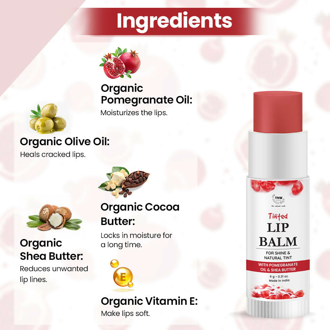 The Natural Wash Moisturizing Pomegranate Tinted Lip Balm