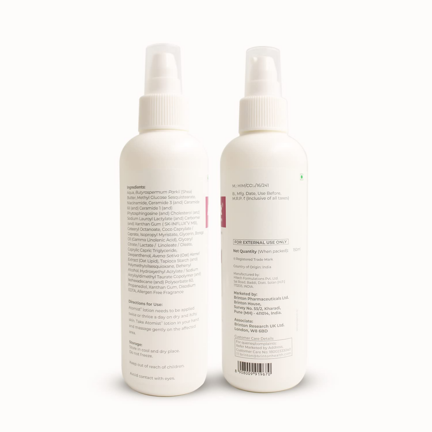 Brinton Atomist Lotion For Dry and Itchy Skin, Skin Friendly With Ceramides & Oats