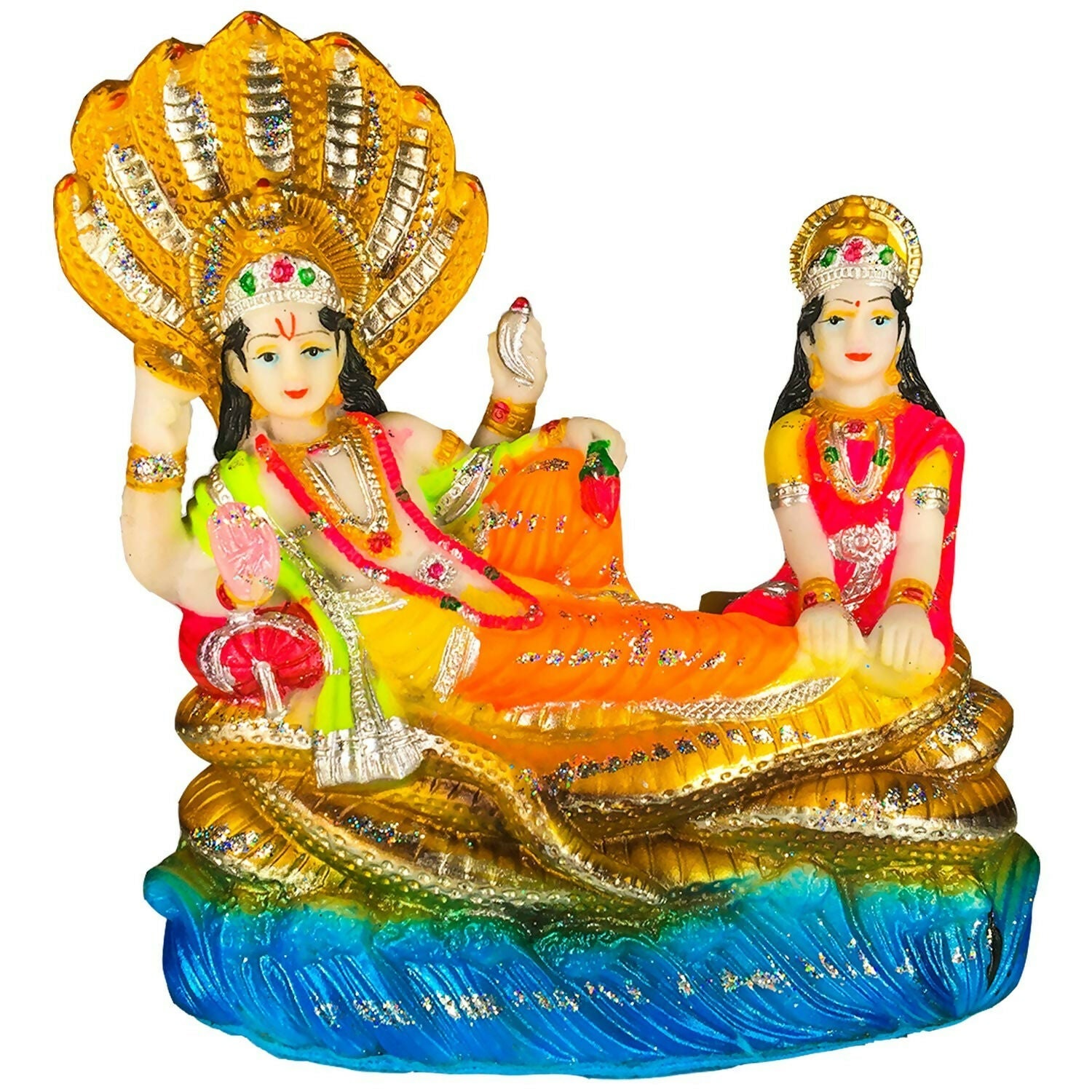 Buy Blissful Polymer Unbreakable Action Lord Vishnu Laxmi Idol