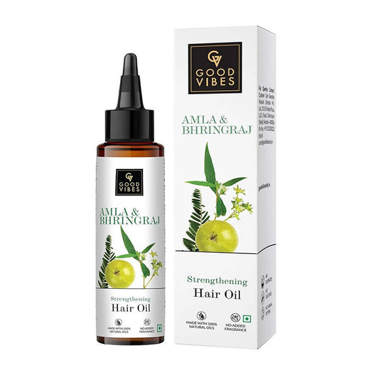Buy Good Vibes Amla & Bhringraj Strengthening Hair Oil from DrMediCart, Ship from India to USA